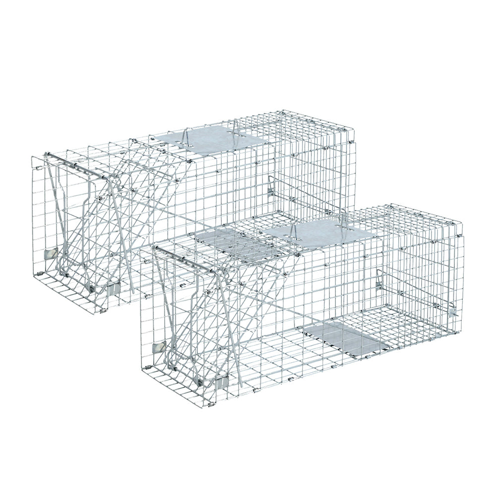 Gardeon Humane Animal Trap Cage 66x23cm Possum Silver Set of 2