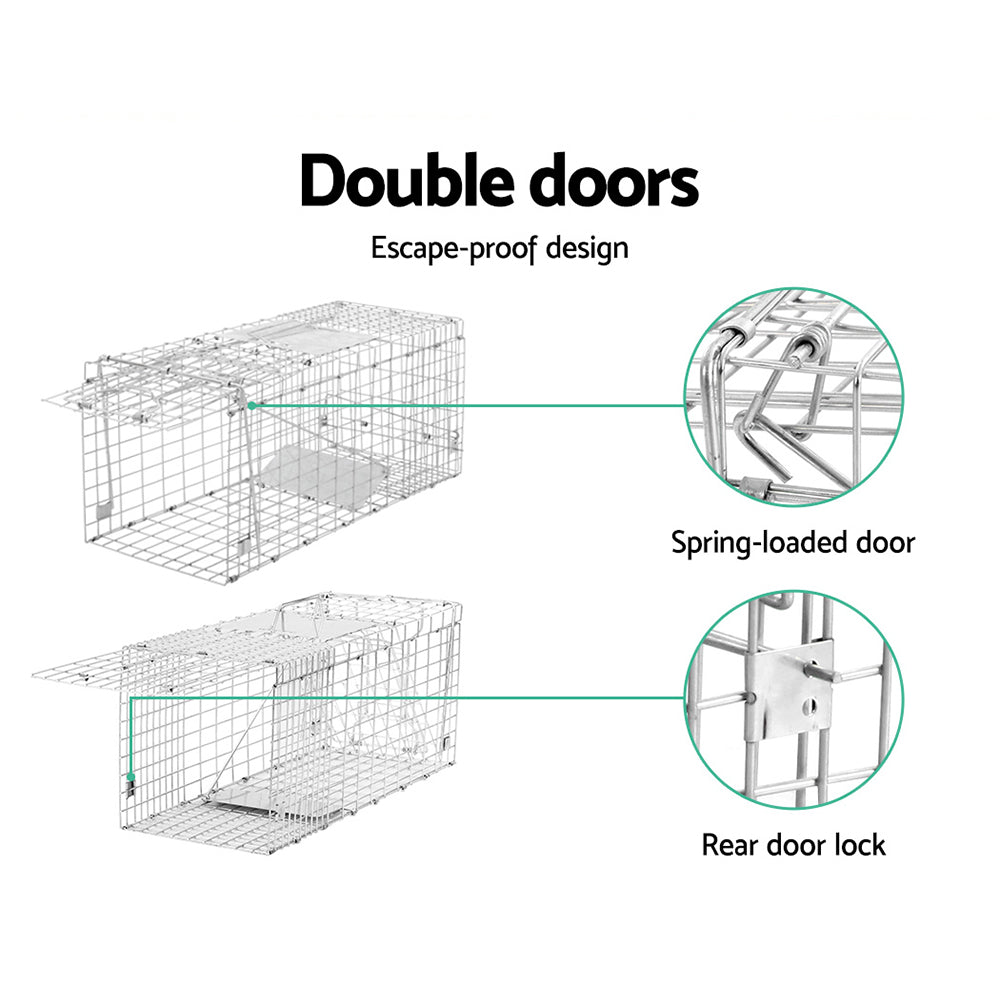 Gardeon Humane Animal Trap Cage 66x23cm Possum Silver Set of 2