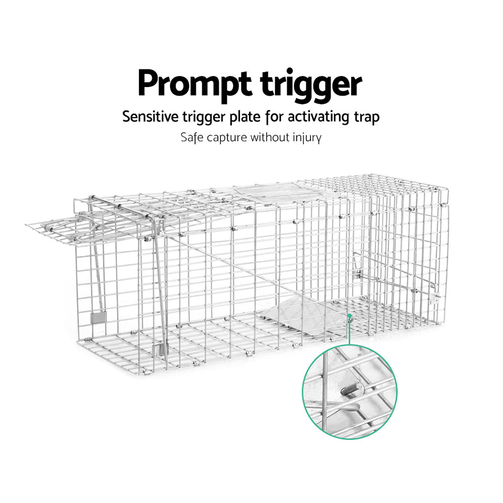 Gardeon Humane Animal Trap Cage 66x23cm Possum Silver Set of 2