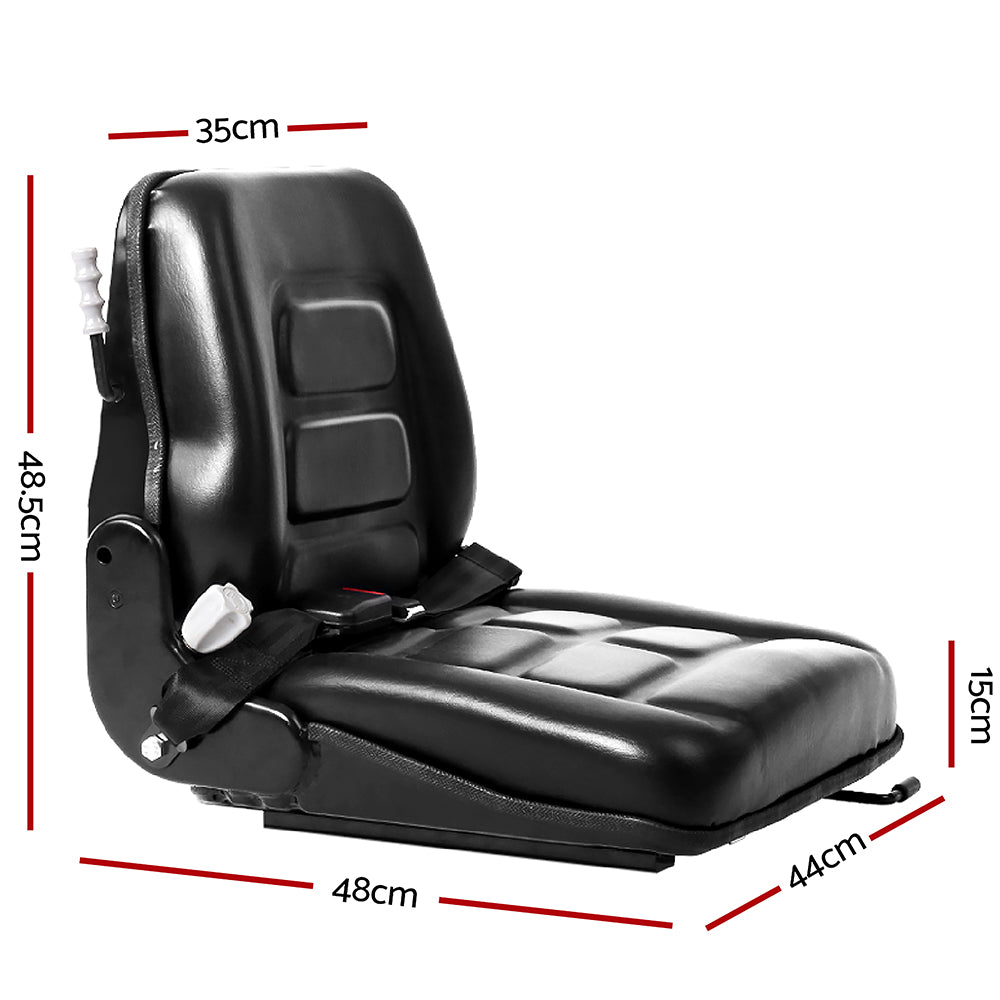Giantz Universal Tractor Forklift Excavator Seat Black PU