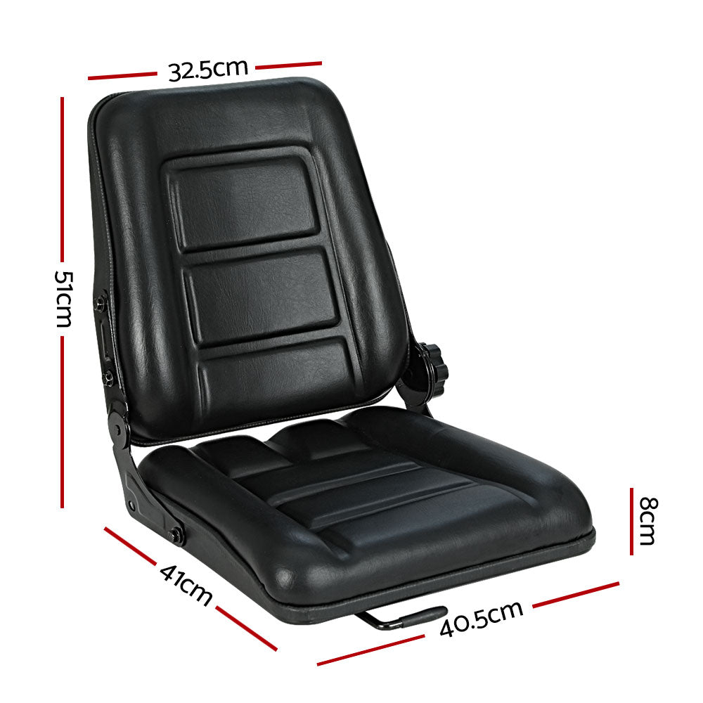 Giantz Universal Adjustable Tractor Seat Black PU Leather