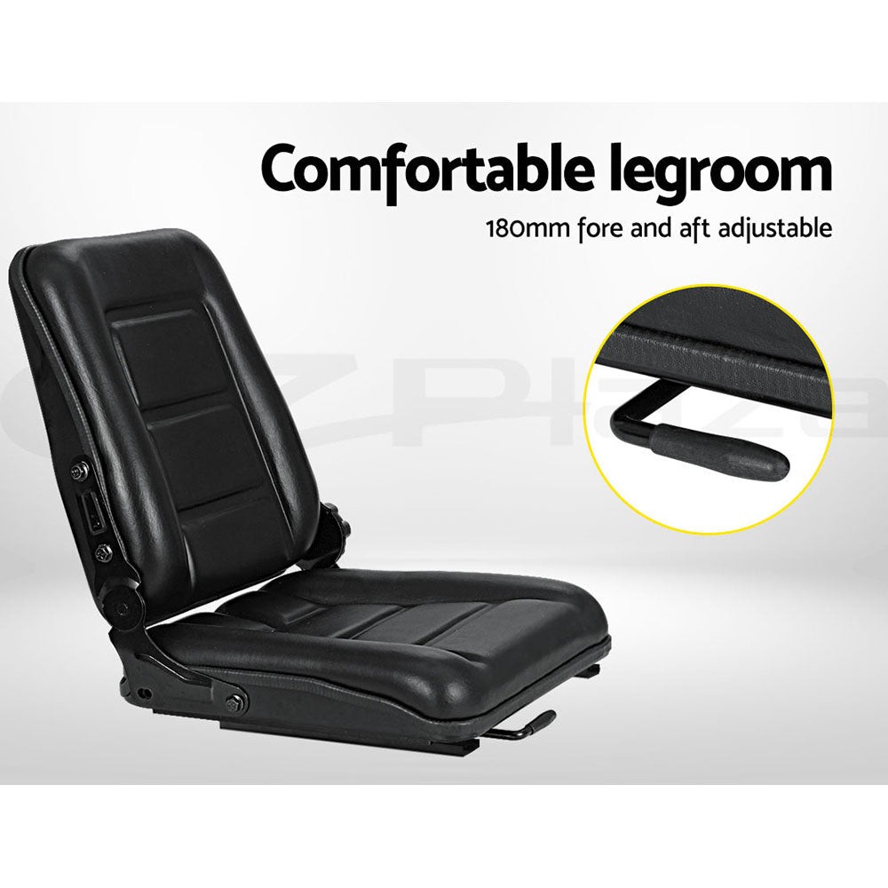 Giantz Universal Adjustable Tractor Seat Black PU Leather
