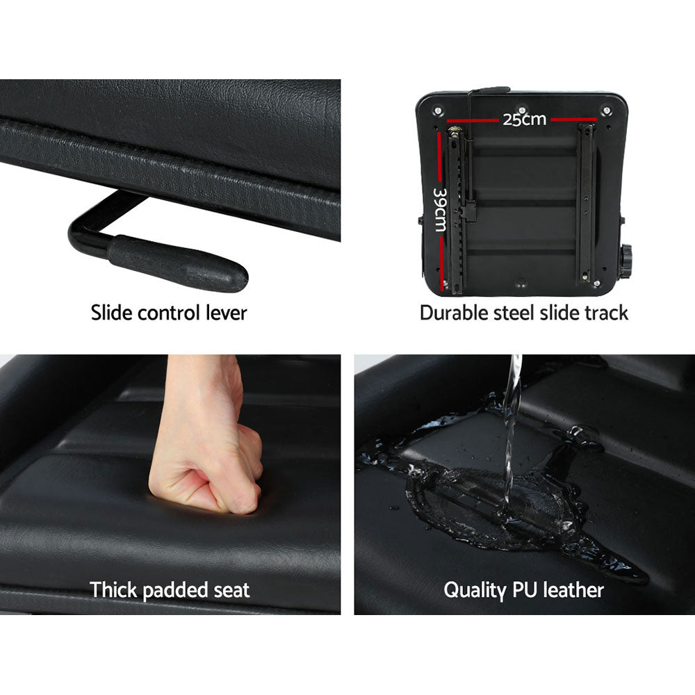 Giantz Universal Adjustable Tractor Seat Black PU Leather