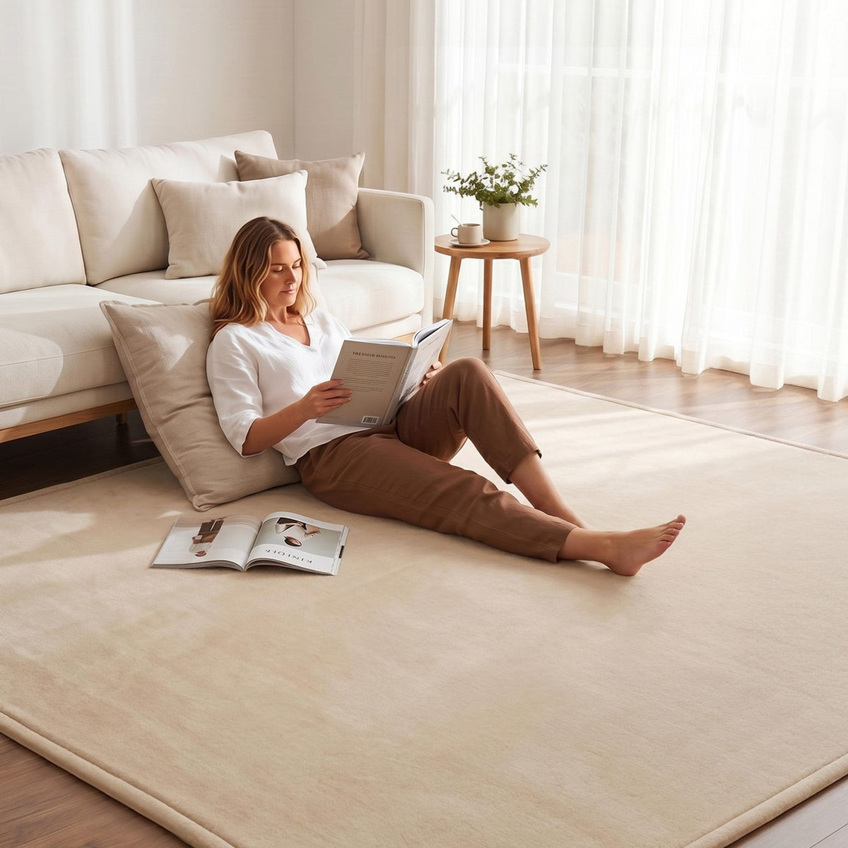 Artiss Tatami Floor Mattress 200cm x 200cm 3cm Thick Beige