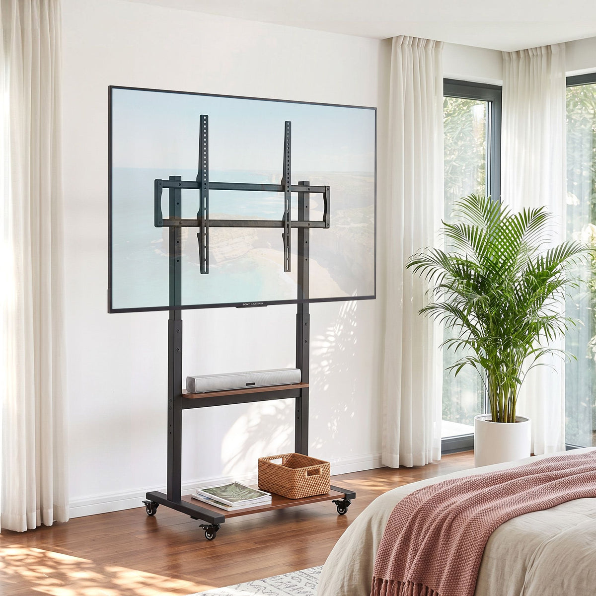 Artiss Mobile TV Stand for 40-100 Inch TVs with Wheels