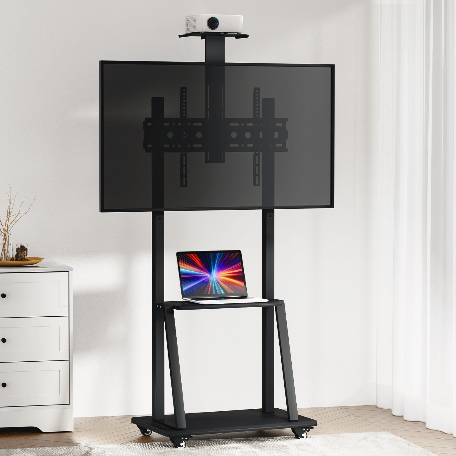 Artiss Mobile TV Stand 32"-75" Adjustable Black