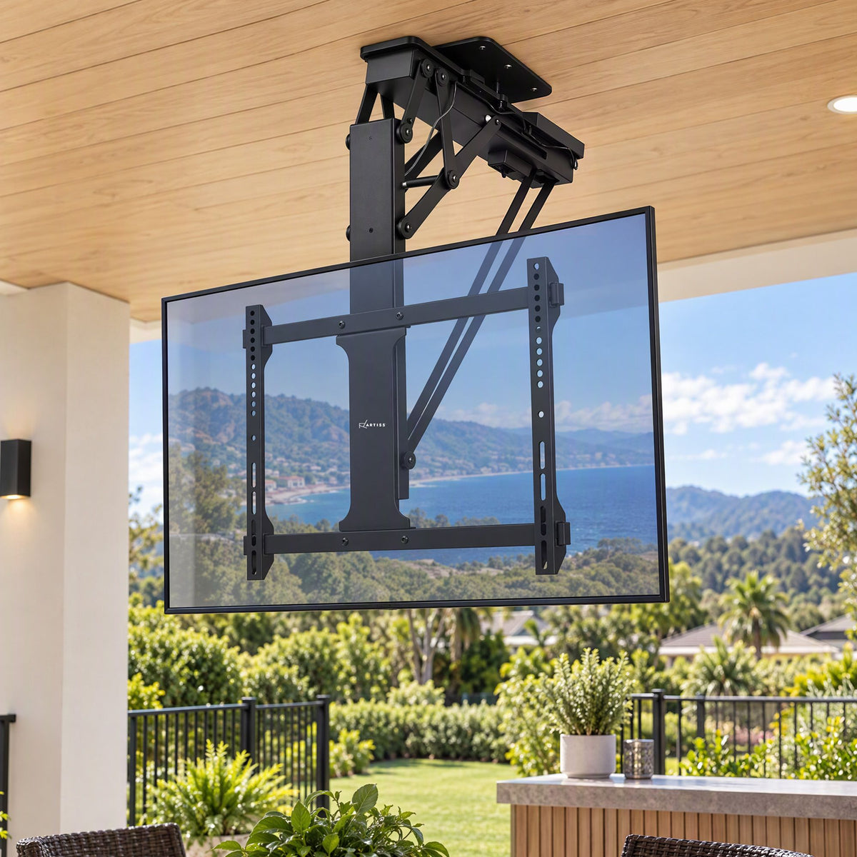 Artiss Motorised Ceiling TV Mount 32-75 Inch Flip Down