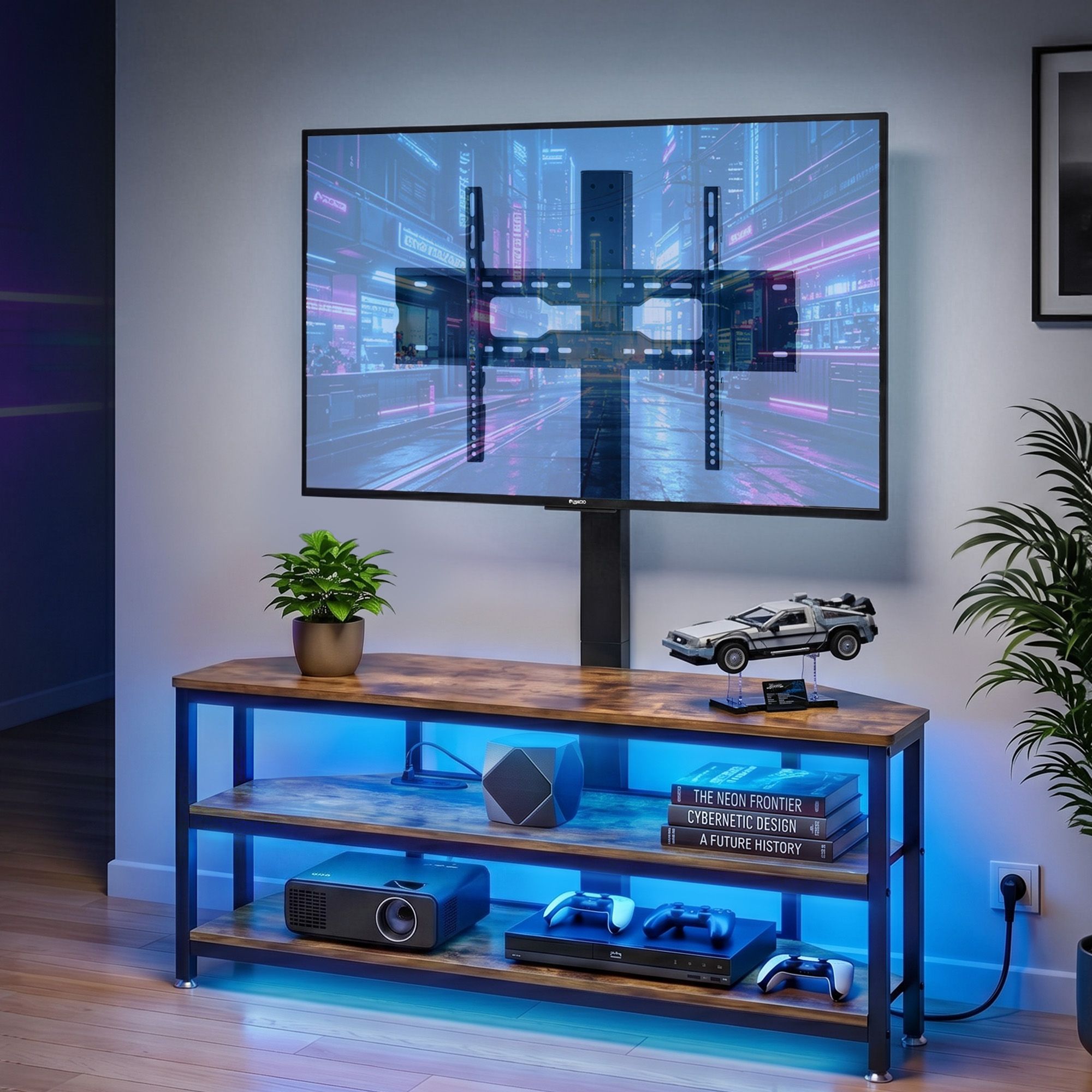 Artiss Corner TV Stand for 32-70 Inch TVs with LED Lights