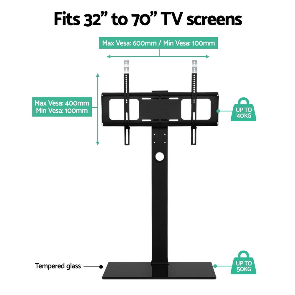 Artiss 32"-70" TV Floor Stand Mount Bracket Black Glass Storage