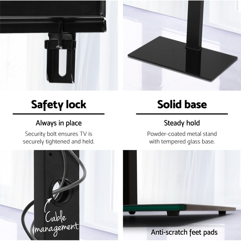 Artiss 32"-70" TV Floor Stand Mount Bracket Black Glass Storage