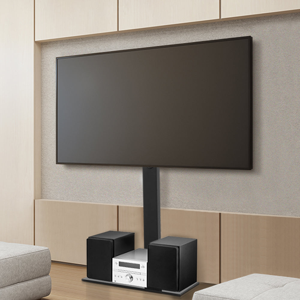 Artiss TV Floor Stand for 32 to 70 Inch TVs with Glass Storage Shelf