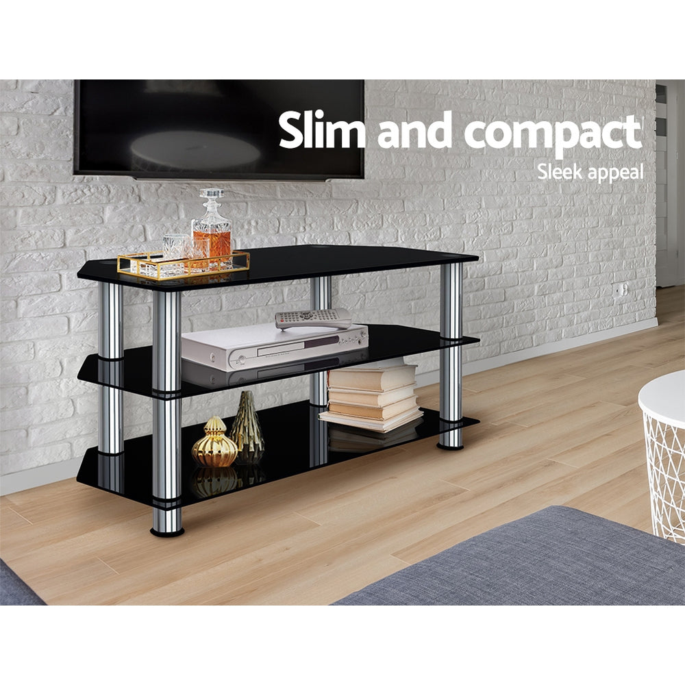 Artiss 3-Tier TV Stand Tempered Glass Black