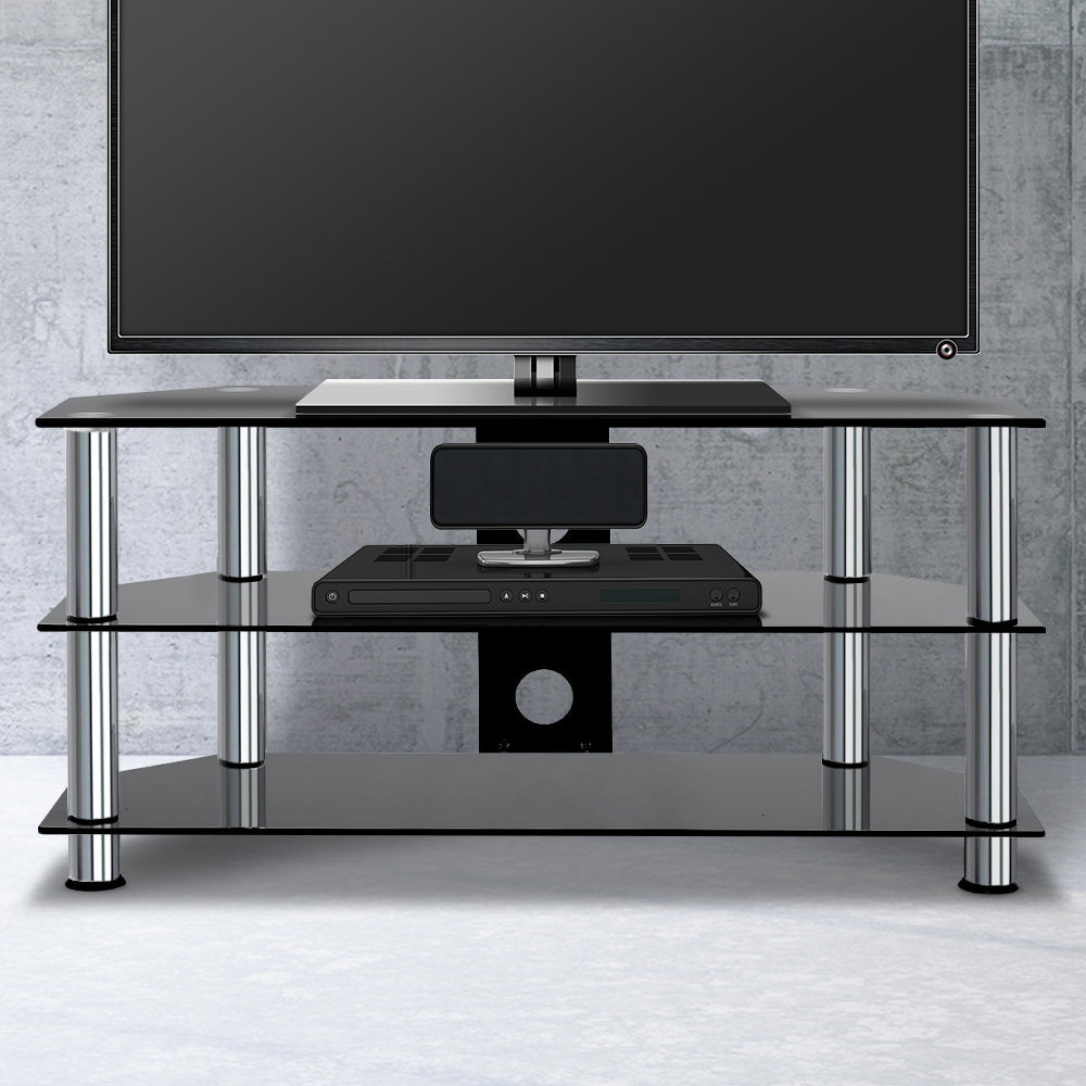 Artiss 3-Tier TV Stand Tempered Glass Black
