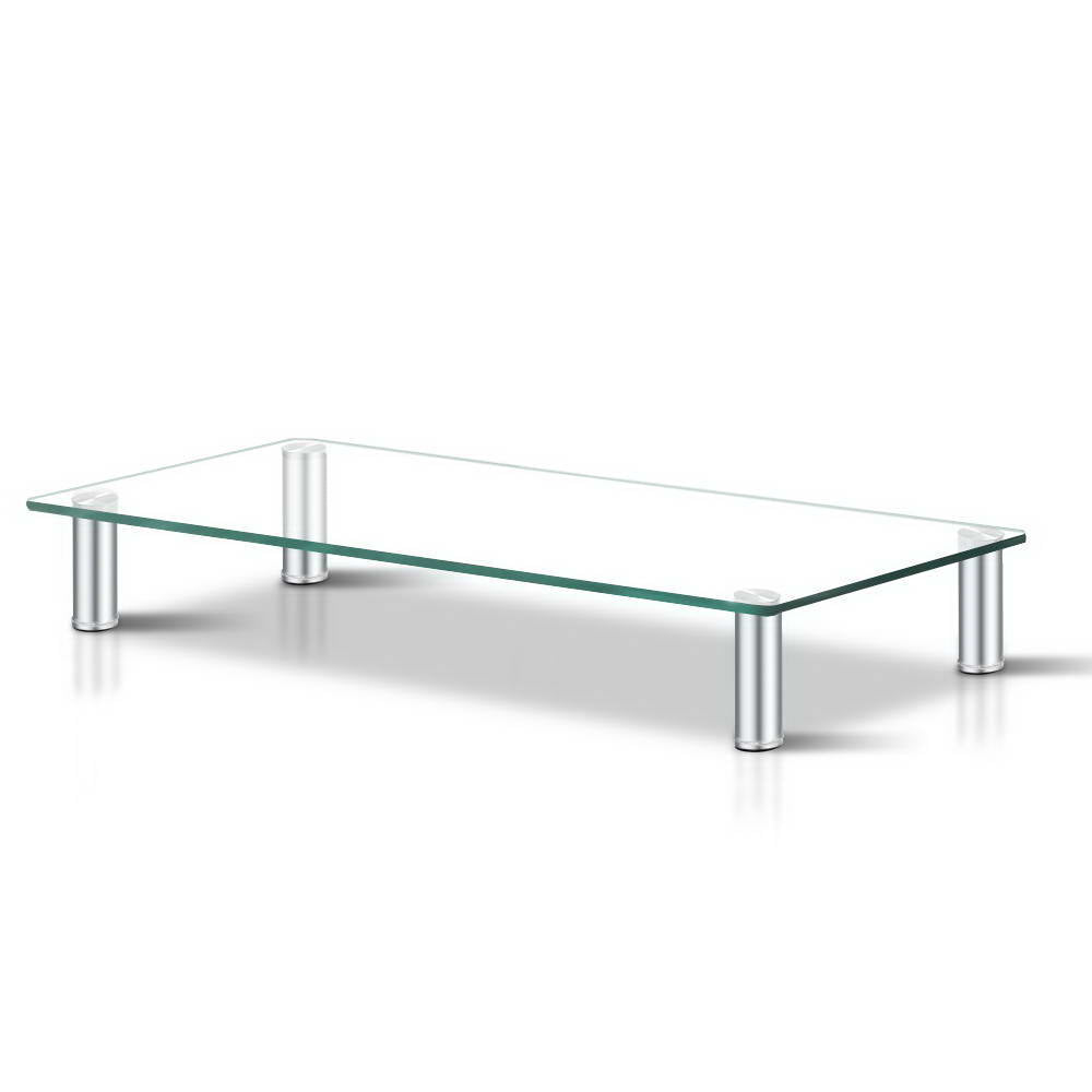 Artiss Monitor Stand Riser Height Adjustable Glass Desk Shelf