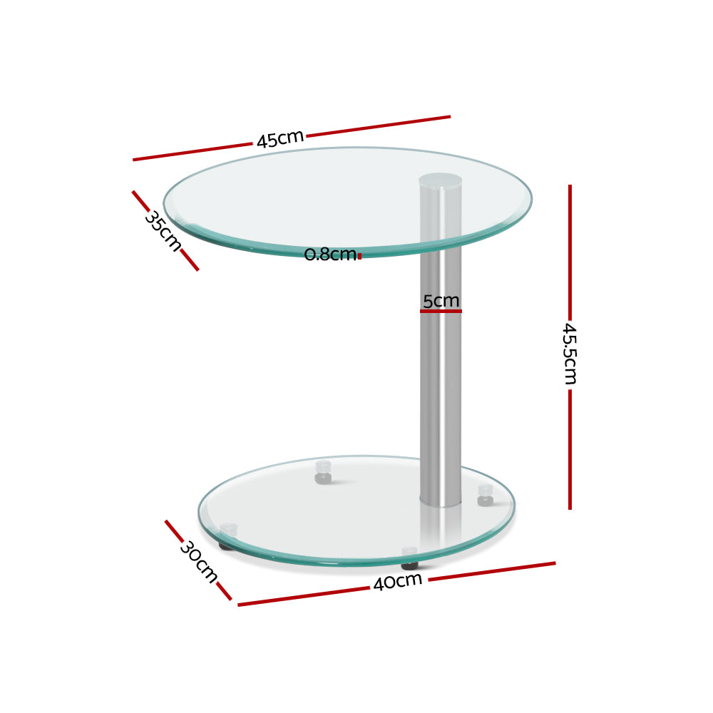 Cali Oval Coffee Table 45cm Tempered Glass Transparent