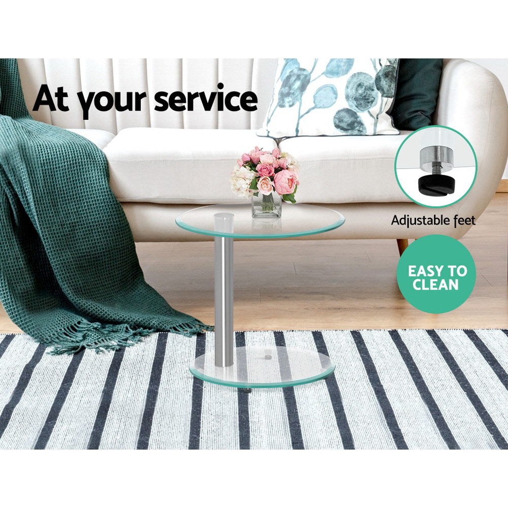 Cali Oval Coffee Table 45cm Tempered Glass Transparent