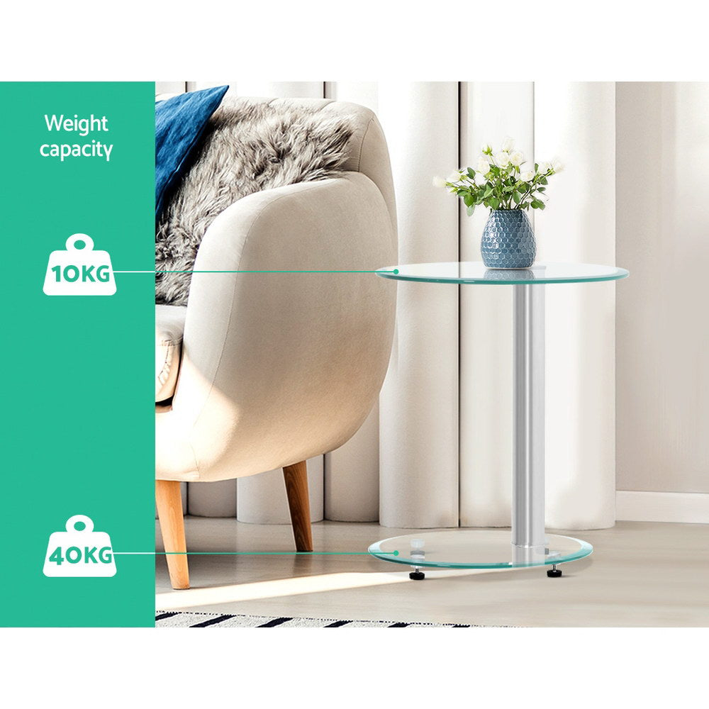 Cali Oval Coffee Table 45cm Tempered Glass Transparent