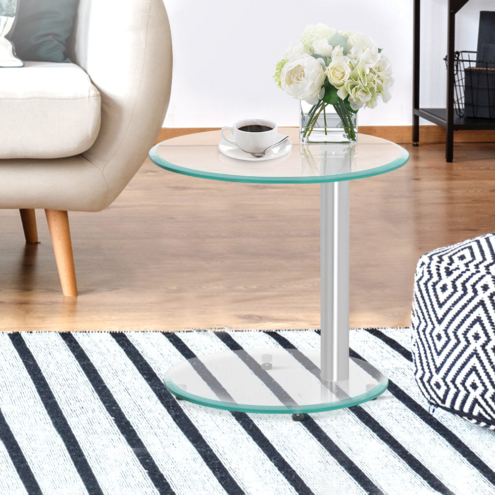 Cali Oval Coffee Table 45cm Tempered Glass Transparent