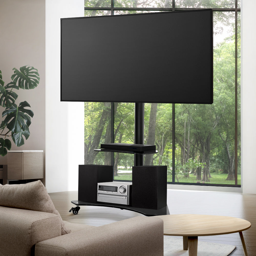 Artiss Mobile TV Stand for 32"-70" TVs, Black Trolley Cart