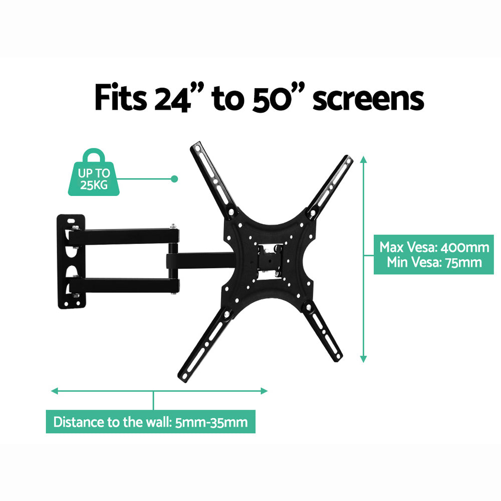 Artiss 24"-50" TV Wall Mount Bracket Full Motion Black