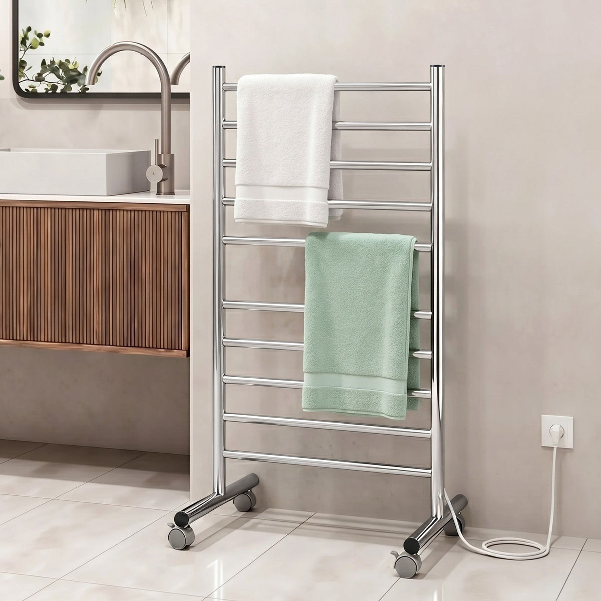 Devanti 10-Bar Freestanding Heated Towel Rail 100W