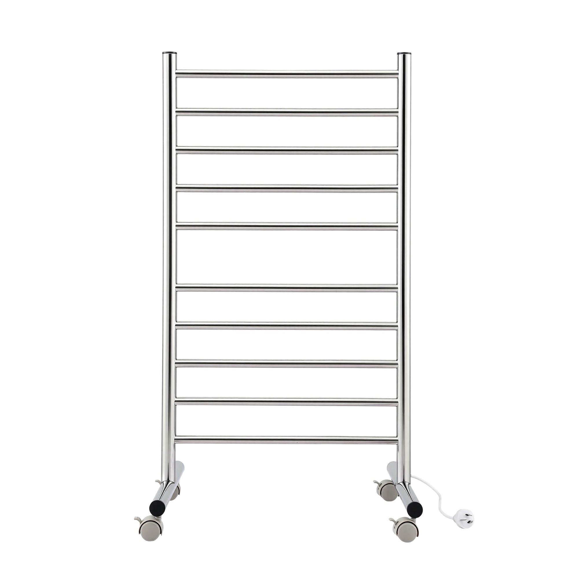 Devanti 10-Bar Freestanding Heated Towel Rail 3-5 Mins Fast Heating Electric Towel Warmer for Bathroom Winter Drying Stainless Steel Plug In 100W