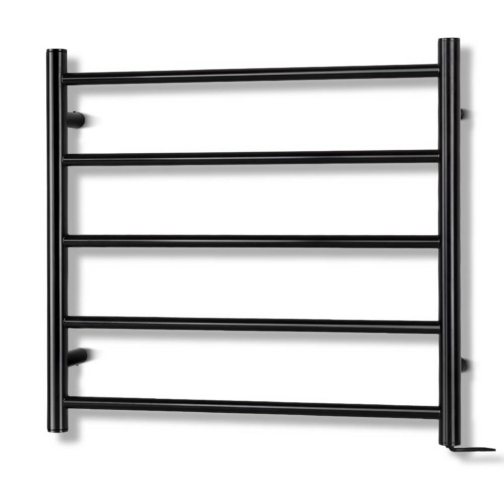 Devanti 5-Bar Wall-Mounted Heated Towel Rail Black