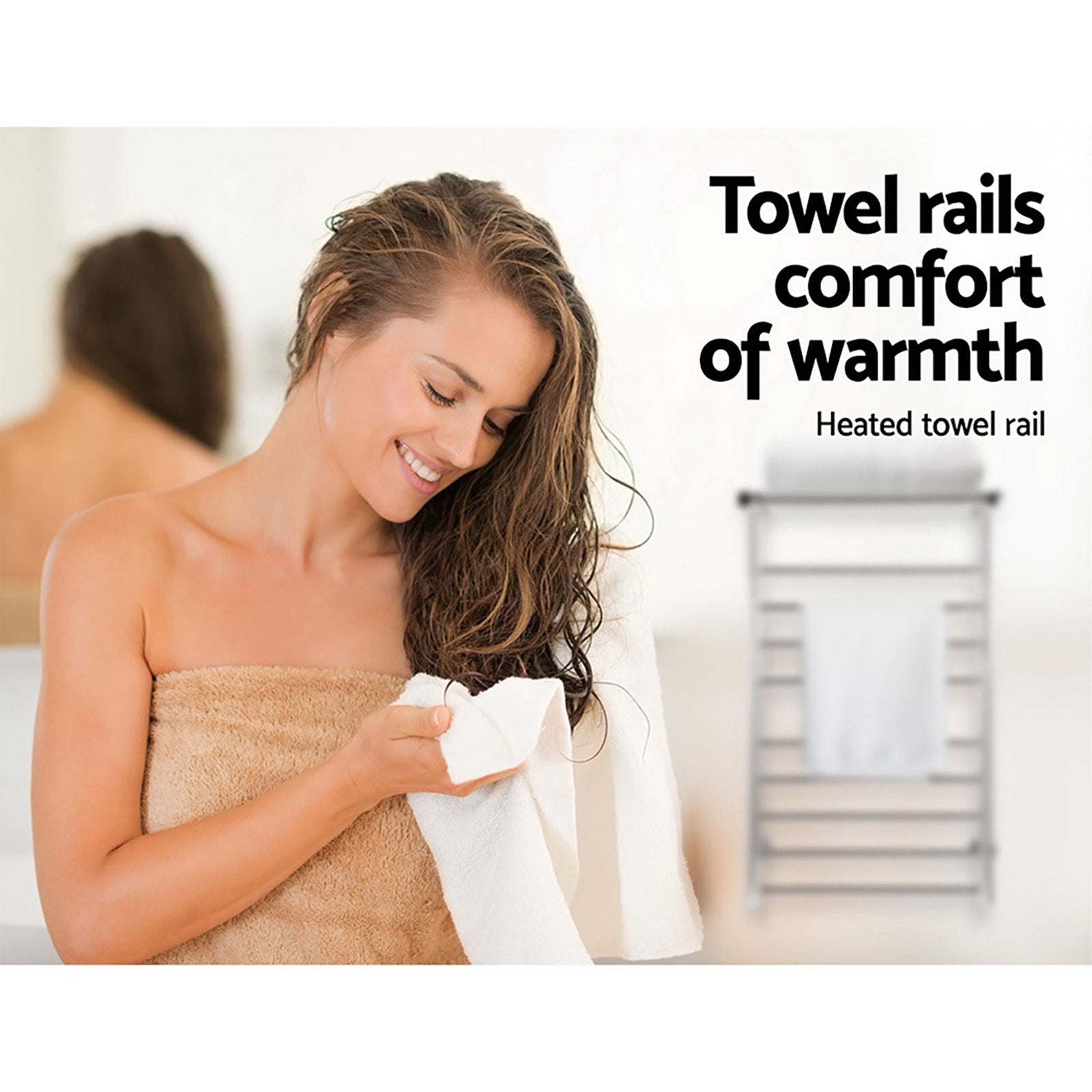 Devanti 14-Bar Wall-Mounted Electric Heated Towel Rail Polished Stainless Steel