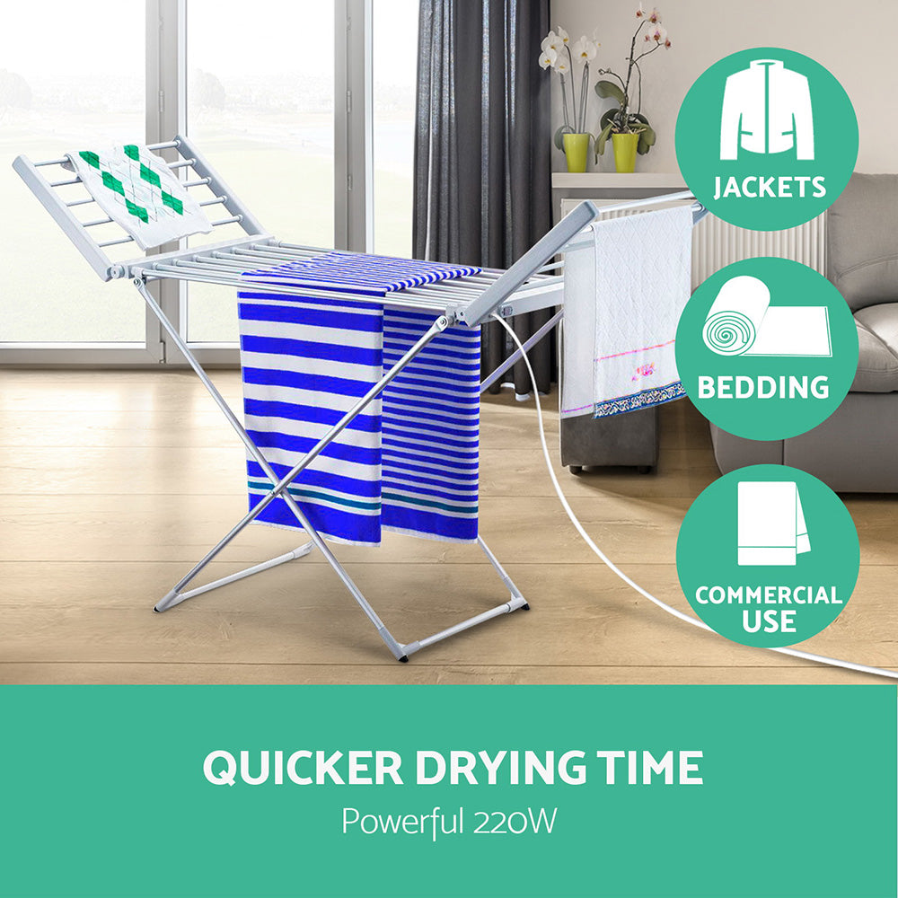 Devanti 18-Bar Electric Heated Towel Rail Freestanding Clothes Dryer