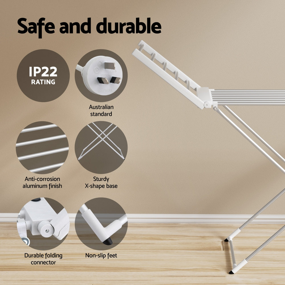 Devanti Foldable Electric Heated Towel Rail Rack 24H Timer