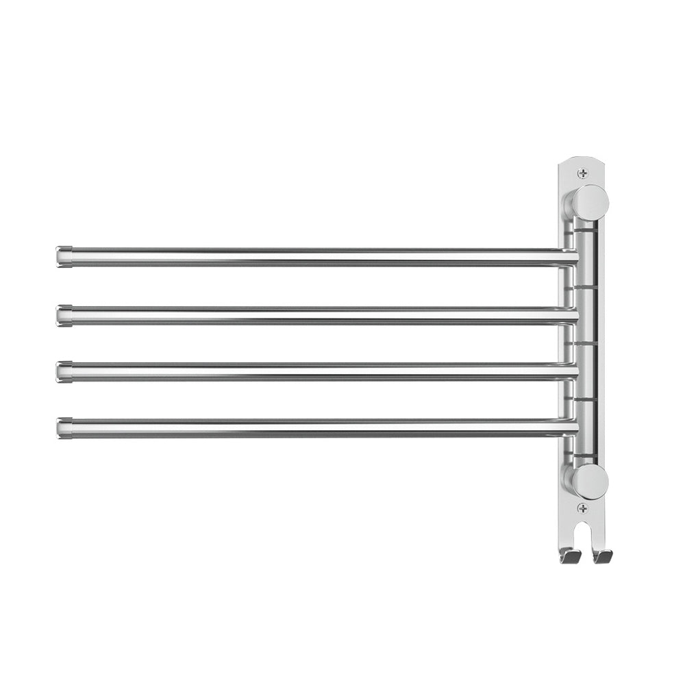 4-Bar Wall Mounted Towel Rail Rack Stainless Steel Swivel Silver