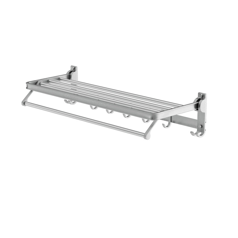 Foldable Wall-Mounted Towel Rack 4 Bars Aluminium Grey