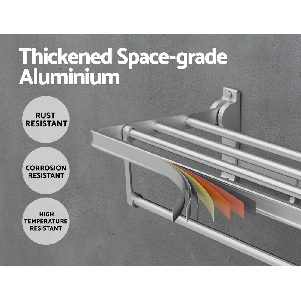 Foldable Wall-Mounted Towel Rack 4 Bars Aluminium Grey