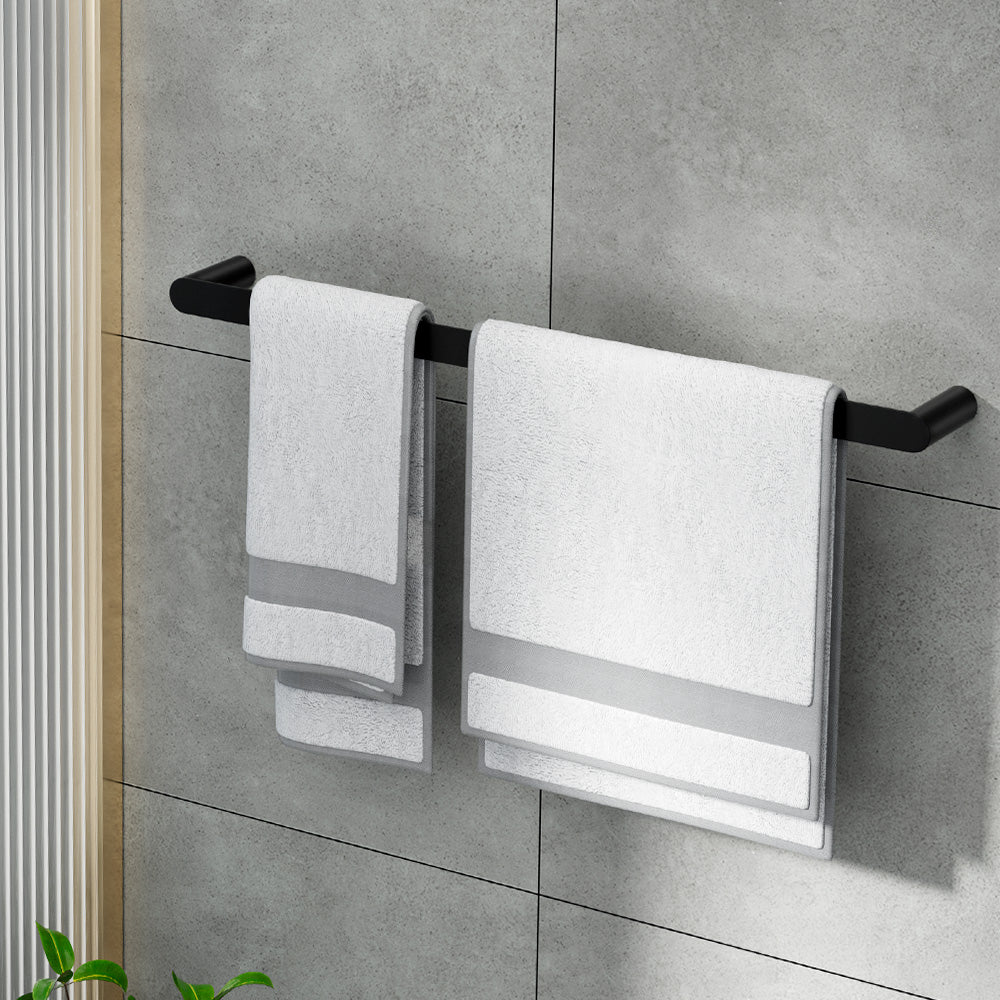 600mm Wall Mounted Towel Rail Rack Stainless Steel Black