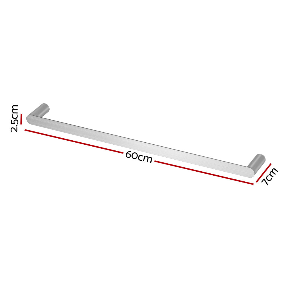 600mm Single Towel Rail Wall Mounted Stainless Steel Silver