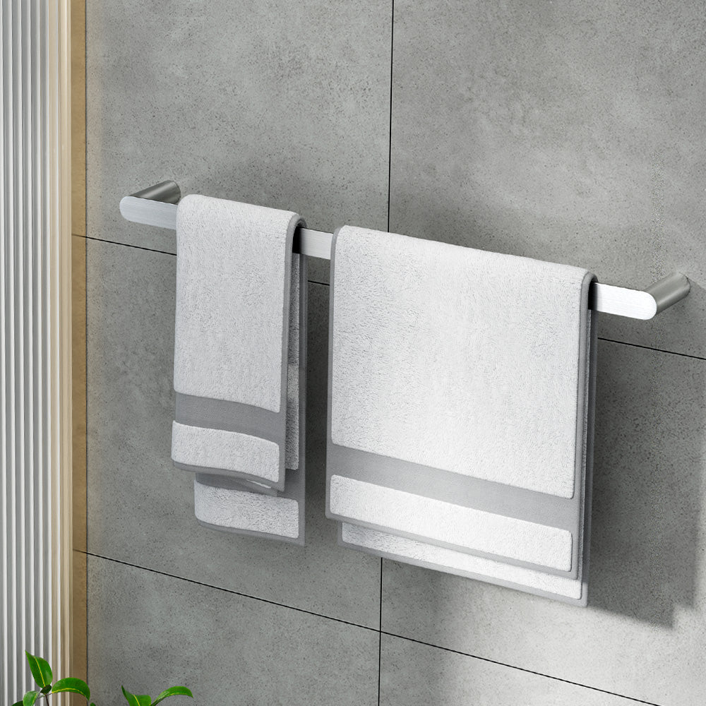 600mm Single Towel Rail Wall Mounted Stainless Steel Silver