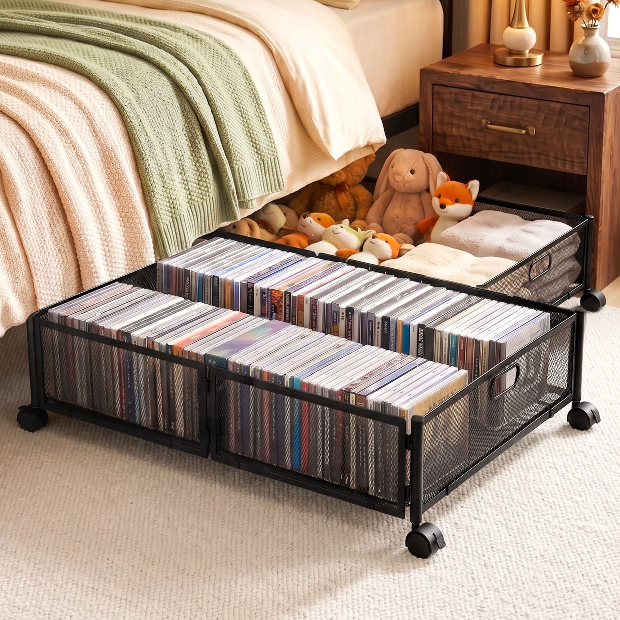 Artiss 2X Under Bed Storage Containers Metal Boxes Quilt Organiser with Wheels