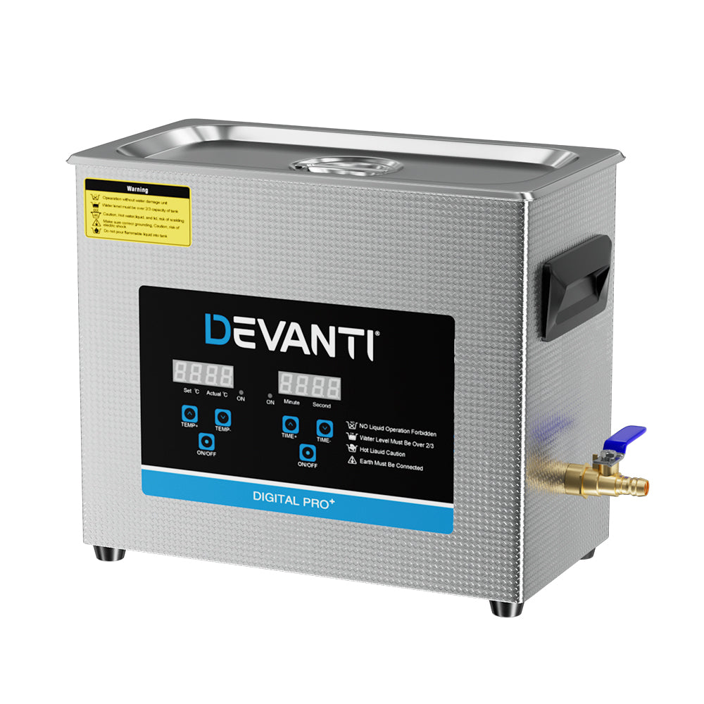 Devanti 6.5L Ultrasonic Cleaner Heater Timer Industrial 180W
