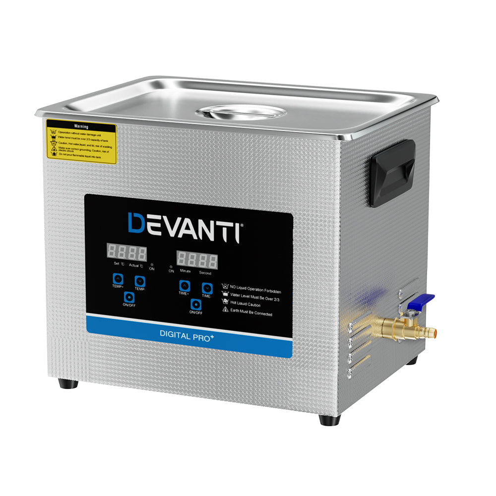 Devanti 10L Ultrasonic Cleaner Heater Industrial 240W