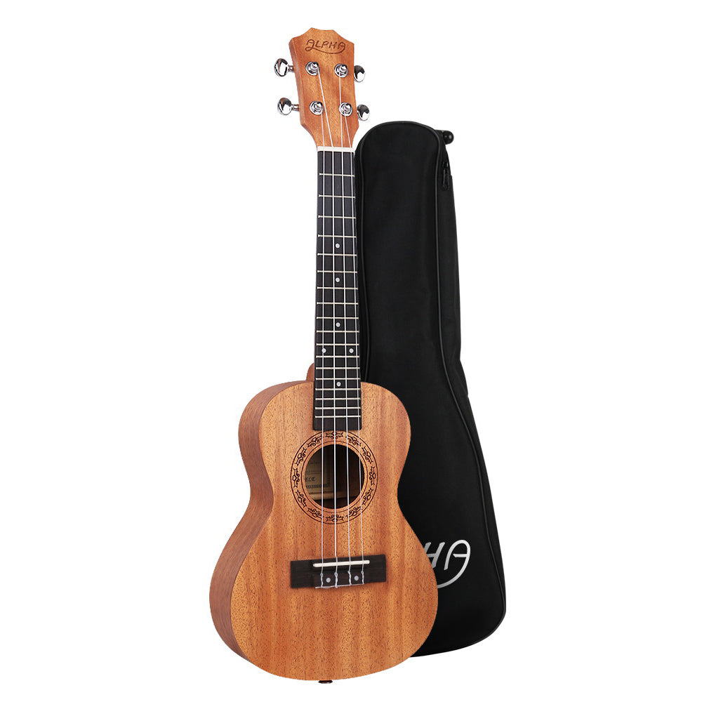 Alpha 26" Tenor Ukulele Natural Mahogany Beginner Gift w/ Carry Bag