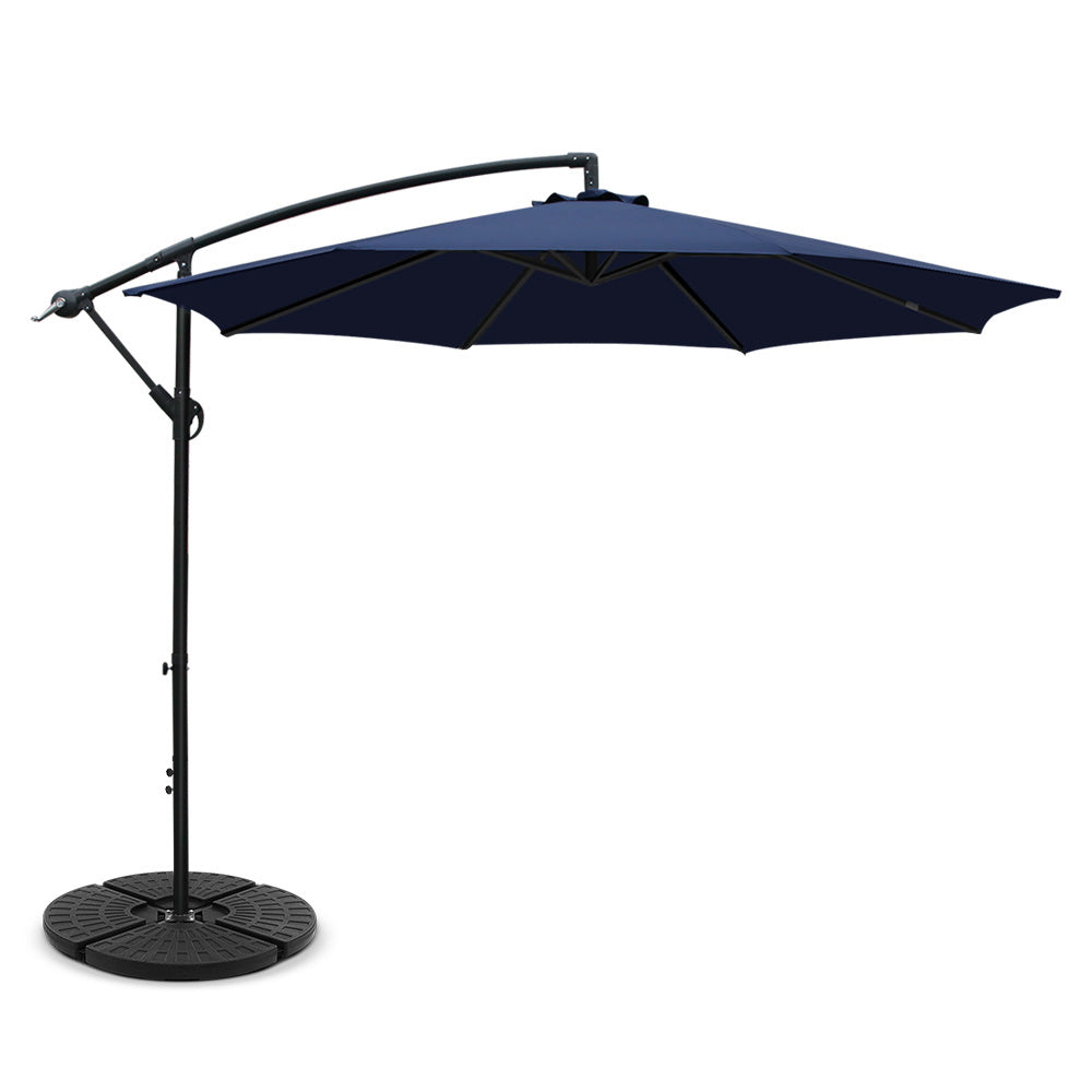 Instahut 3m Cantilever Outdoor Umbrella Navy w/Base