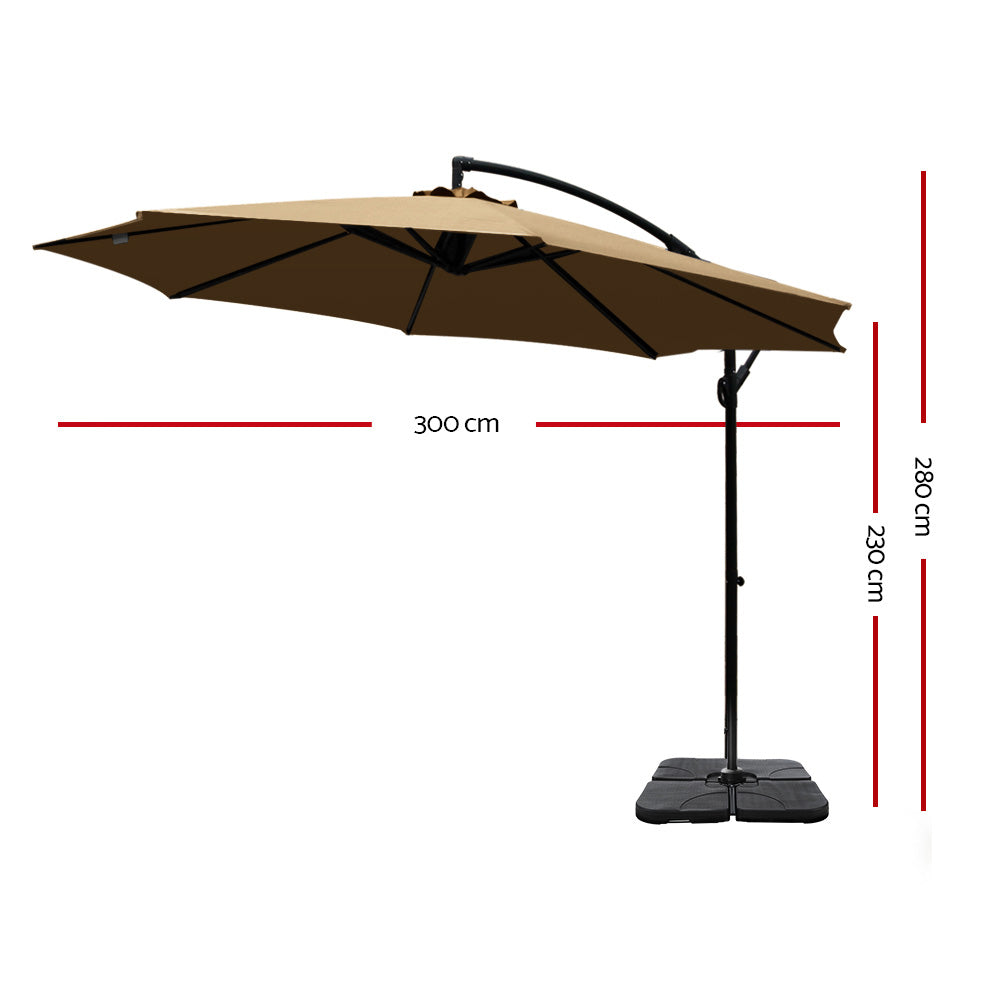 Instahut 3m Outdoor Cantilever Umbrella Beach Garden Parasol Beige