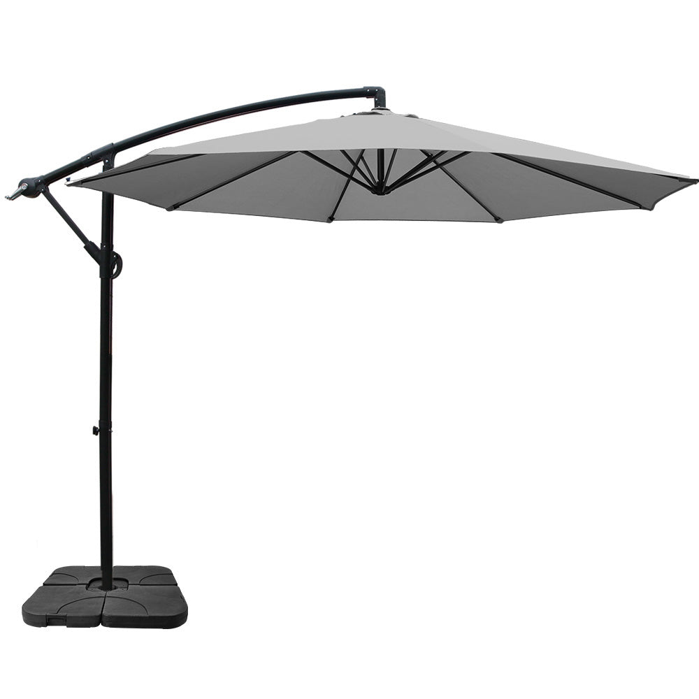 Instahut 3m Cantilever Outdoor Umbrella UV50+ Grey