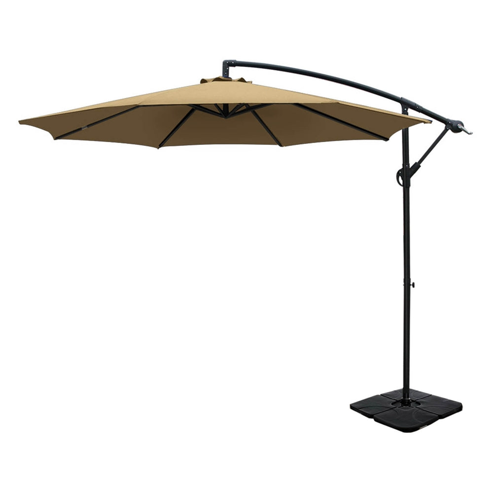 Instahut 3m Outdoor Cantilever Umbrella Beige w/Base