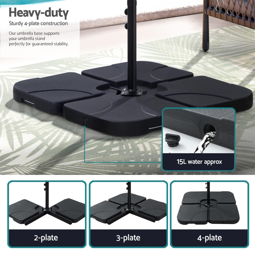 Instahut 3m Outdoor Cantilever Umbrella Black w/Base