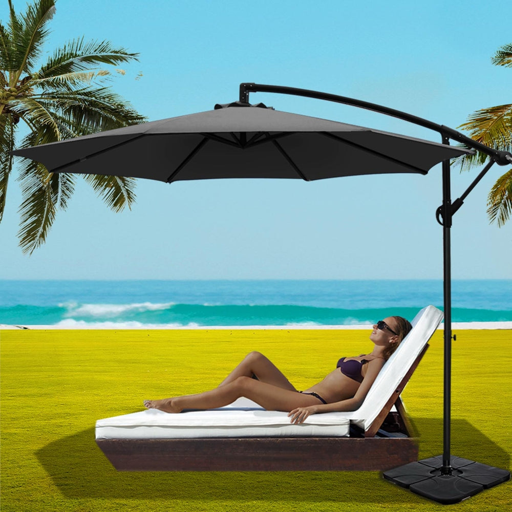 Instahut 3m Outdoor Cantilever Umbrella Charcoal