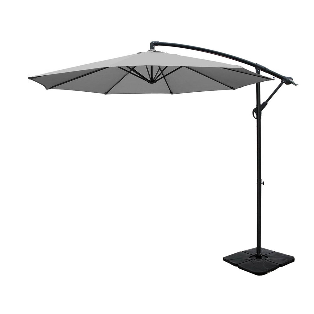 Instahut 3M Cantilever Outdoor Umbrella with Base Grey