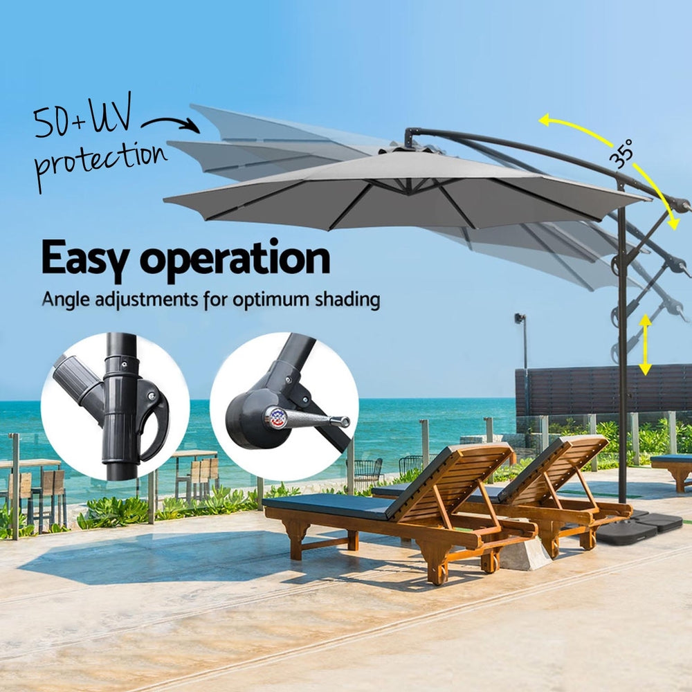 Instahut 3M Cantilever Outdoor Umbrella UV50+ Grey