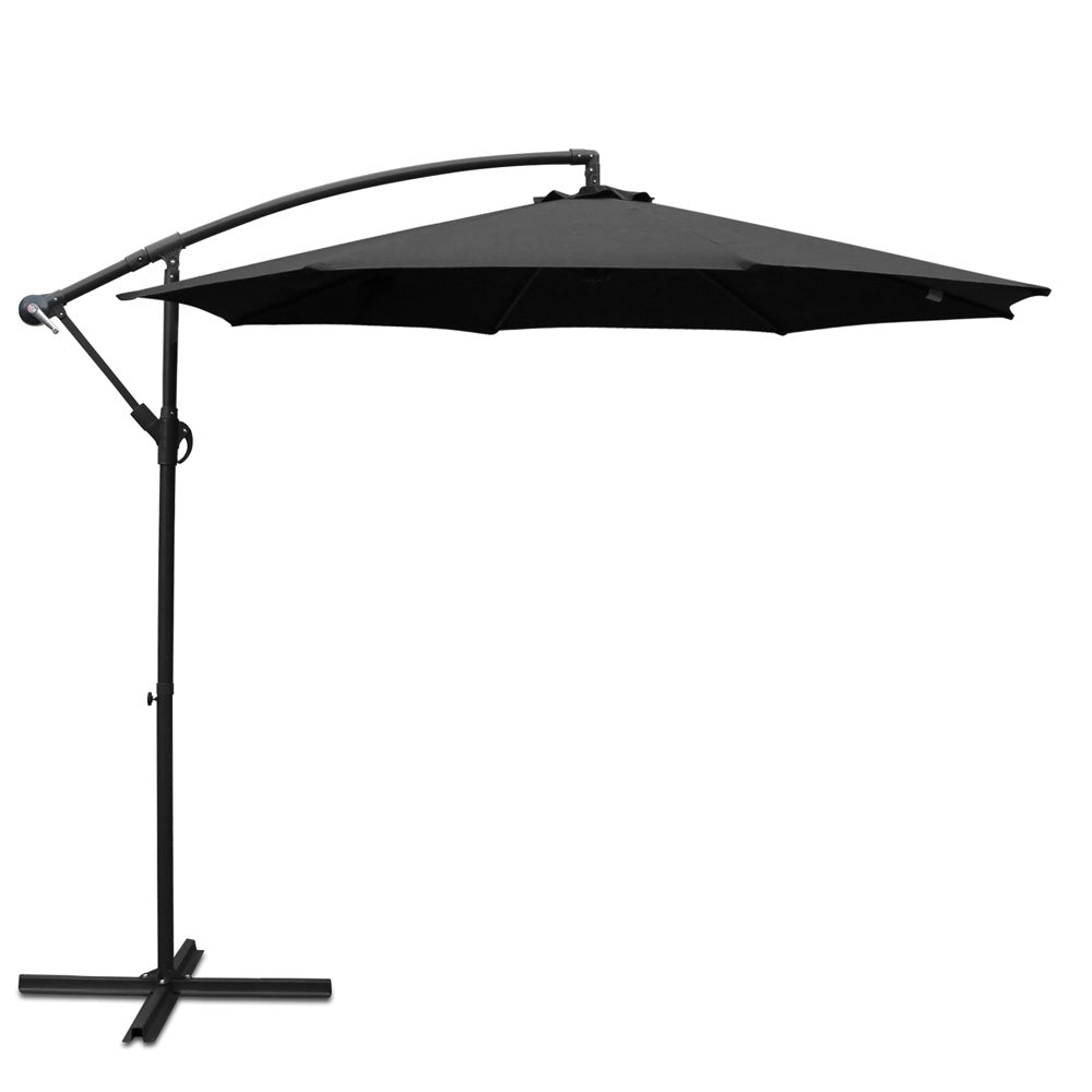 Instahut 3m Cantilever Outdoor Umbrella Black