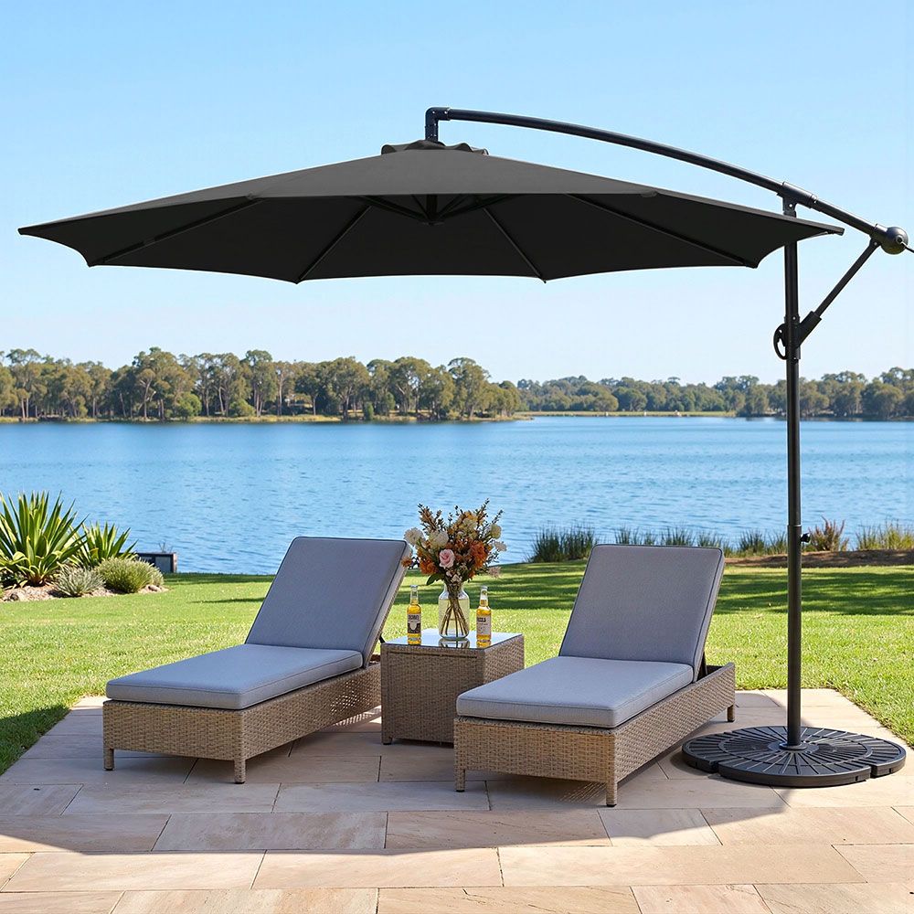 Instahut 3m Cantilever Outdoor Umbrella Side Post Black